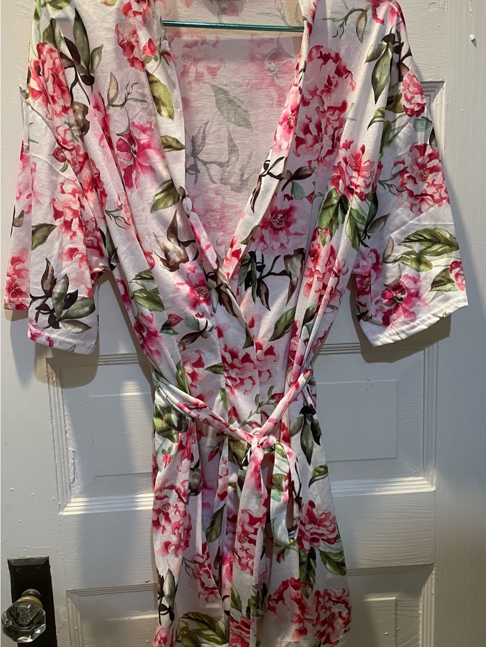 Floral Pink & Green Women's Robe, One Size